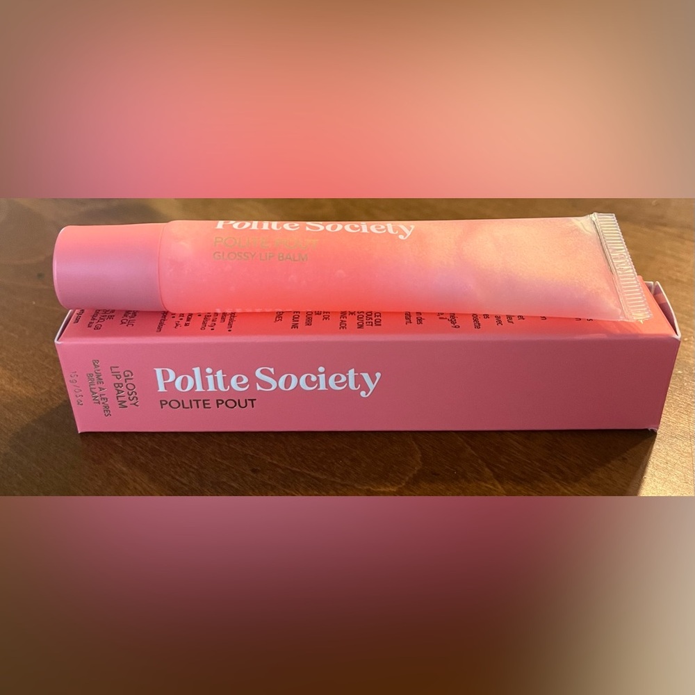 🌻 Polite Society Polite Pout Lip Gloss - Peach Bellini Full Size NEW in Box